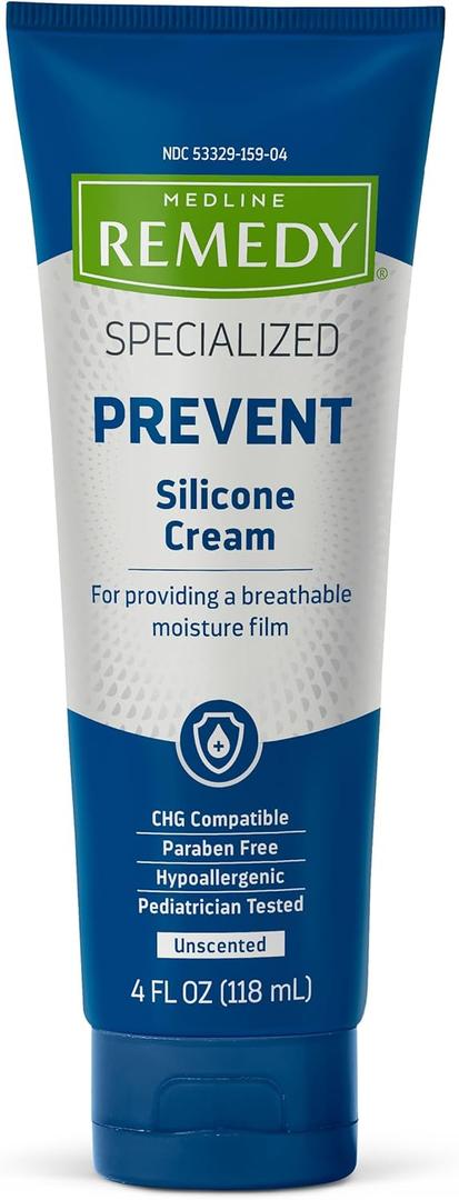2 x Medline Remedy Specialized Silicone Cream, Unscented (4 fl oz), Gentle Breathable Film for All Ages, Paraben-free and Hypoallergenic Skin Care, Barrier for Dry Cracked Skin