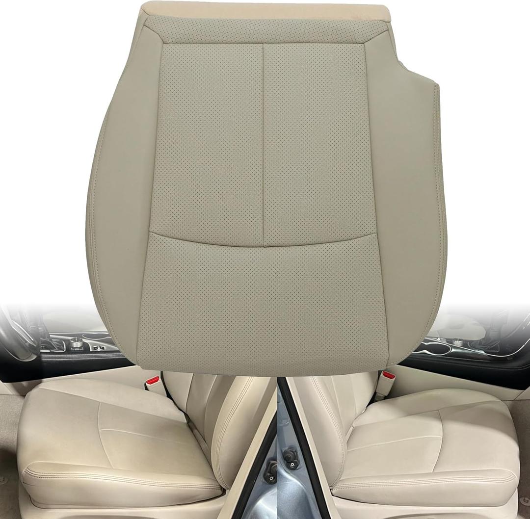 GXARTS Perforated Leather Tan Driver Side Bottom Replacement Seat Cover Compatible with Infiniti Q50 2014 2015 2016 2017 2018 2019 2020