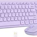Wireless Keyboard and Mouse Combo - Rii Standard Office PC Keyboard and Optical Wireless Mice (Purple)