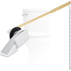 Hygie Rinse Universal Front Mount Metal Toilet Handle Replacement Kit Compatible with American Standard/Mansfield/Gerber/TOTO, Toilet Tank Flusher Lever with Flapper Chain, Chrome (1 Piece)