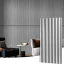 Art3d 2 Wood Slat Acoustic Panels for Wall and Ceiling - 3D Fluted Sound Absorbing Panel with Wood Finish - Silver