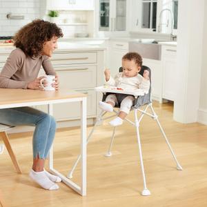 Regalo My High Chair Portable Travel Fold & Go Highchair, Indoor and Outdoor, Bonus Kit, Includes Tray with Cup Holder, Grey