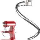 Stainless Steel Spiral Dough Hook for Kitchenaid 5Plus & 6QT Bowl-Lift Stand Mixers, Dough Hook for Kitchenaid Stand Mixer Dishwasher Safe, Efficient Kneading for Bread, Pizza, Pasta, Cookies