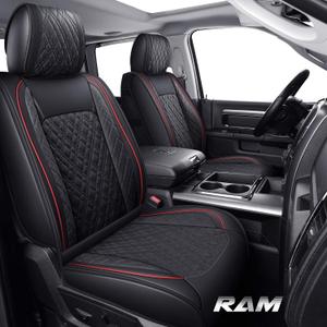 YIERTAI Car Seat Covers for Dodge Ram Fit 2009-2026 1500 2010-2026 2500 3500 Classic Bighorn Longhorn Laramie Tradesman Truck Red Full Set