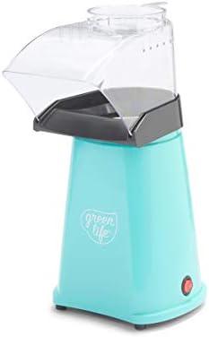 GreenLife Electric Popcorn Maker Hot Air Popper, Corn Kernal Measuring and Butter Melting Tray, Easy one Switch, Turquoise