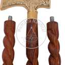 Humaira Nautical Walking Stick Men Derby Canes and Wooden Walking Stick for Men and Women 36" Brown Ebony Brass T Shape Handle in Golden Tone Natural Wood Unisex Cane.