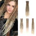 24in Single Ended 3 in 1 Dreadlock Extensions, 30pcs Brown to Blonde Mixed Dreads Extensions Set SE Dreads with Curly Dreadlocks for White Women