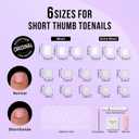 BTArtbox Press on Toenails Short, White Press on Toe Nails Square, Light Weight & Fit Perfectly Glue On Toe nails with Glue, Fake Toenails in 16 Sizes- 32 Toenails Kit, Pure Chic