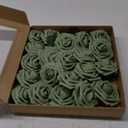 Ling's moment Artificial Flowers 50Pcs Elf Green Roses Decor w/Stems,3" Real Touch DIY Foam Floral for Wedding Bouquet/Centerpieces, Outdoors Party Backdrop, Room/Table, and Garden/Pot Decorations