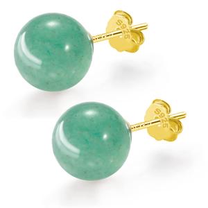 SmileBelle Jade Earrings, 18k Green Earrings for Sensitive Ears, 8mm Green Stud Earrings for Women as Gold Stud Earrings, Natural Jade Earrings Jewelry for ST Patricks Day Birthday Gifts