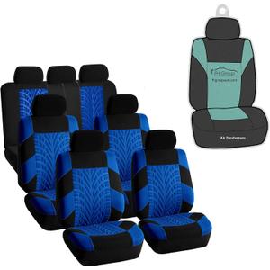FH Group Three Row Set 7 Seater Blue Travel Master Car Seat Covers, Airbag and Split Rear Car Seat Cover Universal Fit Interior Accessories for Cars Trucks & SUV Automotive Seat Covers
