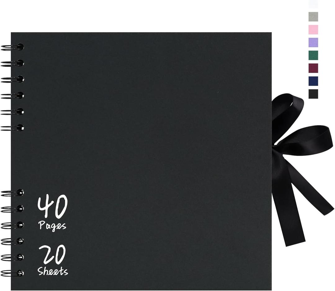 Vienrose 8x8 Inch Scrapbook Album, Small Photo Album DIY Scrapbook Black Thick Kraft Paper Memory Book, Scrap Book Photo Albums for Couple Baby Wedding Family