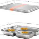 VENTION Child Stainless Steel Rectangular Divided Plates, 3 Sections Dinner Plates, Serving Tray with Lid Set of 2