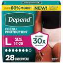 Depend Fresh Protection Adult Diapers, Incontinence & Postpartum Bladder Leak Underwear for Women, Disposable, Maximum, Large, Blush, 28 Count,