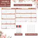 2026 Wall Calendar 32" x 48" Dry Erase Erasable Jumbo XL Wet Dry Calendar Large Laminated Planner 12 Month Horizontal Vertical from January to December for Planning(Boho)
