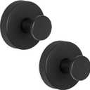 ZESLMG Adhesive Hooks for Shower, Black Self Sticky Hooks for Glass Window Kitchen Wall, Removable Bath Robe Loofah Door Wreath Coat Towel Hook No Damage for Hanging, 2 Pack