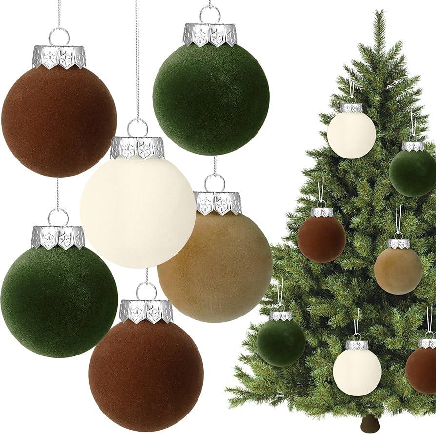9 Pcs Velvet Christmas Balls Bulk Shatterproof Plastic Christmas Tree Decorations for Decorative Hanging Baubles