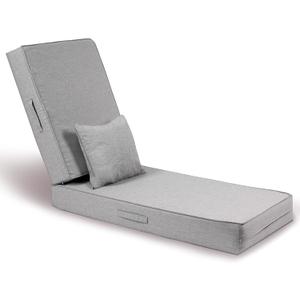 Outdoor Water-Resistant Olefin Chaise Lounge Cushions with Pillow, Weather and Fade Resistant Patio Furniture Lounge Chair Cushion Ideal for Patio, Lawn, Garden, Light Gray, 72"L x 21"W x 5"T
