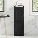 Bathroom Storage Cabinet, Corner Floor Cabinet with 2 Doors and Adjustable Shelf, Narrow Toilet Paper Cabinet, Bathroom Organizer for Small Spaces, Black BC19904X