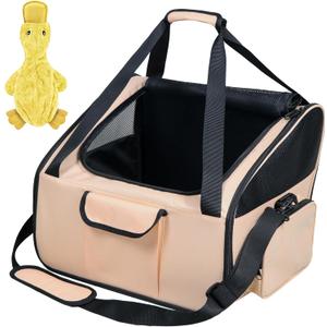Dog Car Seat & Versatile Pet Carrier - 2in1 Dog Carriers for Small Dogs, Durable Polyester, Adjustable Straps, Breathable Mesh, Removable Pad, Toy Included - Ideal for Stress-Free Travel
