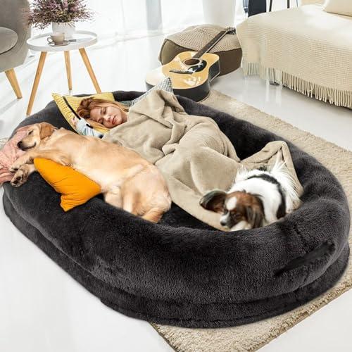 Fieiyob Human Dog Bed, 71"x51"x12" Human Dog Bed for Adult, Orthopedic Dog Bed Soft Cozy Flufy Human Sized Dog Bed XXXL for Dog Napping, with Removable Cover, Machine Washable