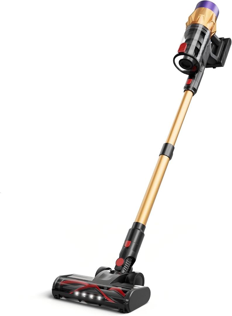 Cordless Vacuum Cleaner 45KPa/550W/60Mins, Self-Standing Handheld Vacuum with Touch Display, Stick Vacuum Cleaners, Anti-Tangle Brush Rechargeable Vacuums for Hardwood Floor Carpet Car Pet Hair