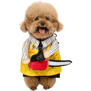 NACOCO Halloween Dog Chainsaw Costume - Pet Cosplay Clothes Cat Special Outfit Apparel Adjustable Puppy Party for Small Medium and Large Dogs(Yellow Chainsaw, XS)