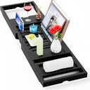 Yirilan Foldable Bathtub Caddy, Expandable Bath Tray, Unique House Warming Gifts, New Home, Anniversary and Wedding Gifts for Couple, Black-New