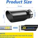 Universal 3.5 Inch Inlet Exhaust Tip, 3.5" Inlet 5" Outlet 12" Overall Length, PVD Black Exhaust Tip, Stainless Steel Exhaust Tip, Angle Cut, Clamp On