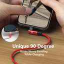 3Pack 90 Degree Lightning Cable, iPhone Charger Cable 6ft, [Apple MFi Certified] Long Cable Fast Charging Cord Compatible for iPhone 14/13/12/11/Pro/Max/Mini/X/Plus/8/7/6/Plus - Red
