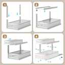 2 Pack 21IN-Depth Under Sink Organizer With Next-Gen Ball-Bearing Slides,2-Tier Precision Mesh Pull Out Cabinet Storage for Bathroom&Kitchen,Height Adjustable Drawers Shelf,Anti-Rust-White