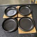 Uaral Japanese Salad Plate, Black Plates and Bowls Set, Stoneware Black Plate Set, Appetizer Plates Set of 4,5.5 inch,14 oz(Texture Matte)