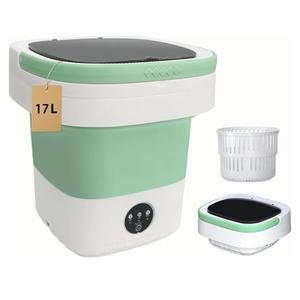 Portable Washing Machine 17L, Foldable Mini Washer with Spin Dryer, 3 Cleaning Modes for Baby Clothes, Underwear & Socks, Compact Laundry Machine for Travel, Dorms & Camping