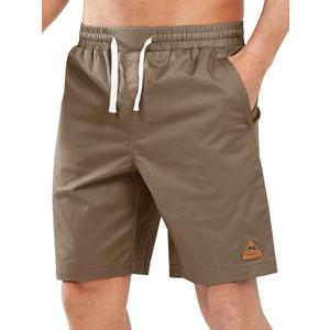 NORTHYARD Mens Casual Cotton Shorts 9 Inch Hybrid Golf Work Board Shorts with Zipper Pockets Quick Dry (Beige, M)
