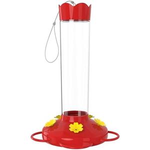 MEKKAPRO Outdoor Hummingbird Feeder Made from Glass, Hanging 5 Nectar Feeding Stations, Bright Red, Backyard Feeder (20 Ounce)