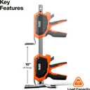 Klein Tools 77000 Heavy-Duty Construction Jack, 350-Pound Capacity, 10-Inch Lift Range, Drywall Lift Tool, Hands-Free Lifting, Clamping Capable, Non-Marring Foot Pads