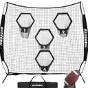 8 x 8ft Football Nets for Throwing,Football Target,Quarterback Training Equipment with 4 Target Pockets for Improving Football Accuracy Throwing (Black)