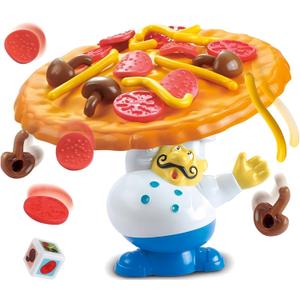 Topple Pizza Game,Tabletop Balancing Pizza Toy, Poppa's Pizza Pile-Up for 2-4 Players,Fun for Family & Friends