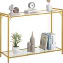 Livofloral 40.6" Console Table for Entryway, 2-Tier Hallway Table for Entryway, Tempered Glass Shelf, Sturdy Console Table with Storage, Narrow Console Table for Living Room, Modern Style, Gold