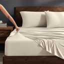 Bare Home Cooling Performance Jersey Knit Stretch Sheet Set, Moisture-Wicking & Breathable, 4-Way Stretch Bed Sheets, Envelope Pillowcases (Queen, White)