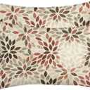 Burgundy Red Brown Pillow Covers 12x20 Inch Set of 2 Summer Rust Geometric Flower Outdoor Decorative Throw Pillows Farmhouse Dahlia Pillow Case Linen Lumbar Cushion Cover for Home Sofa Bedroom