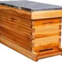 MayBee 5-Frame Nuc Beehive for Bees Complete Bee Hive Box Kit with Metal Roof Includes Wooden Frames & Waxed Foundations for Langstroth Beekeeping