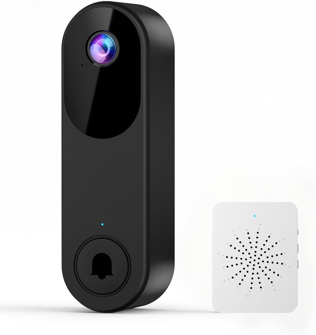 ZEOINE Doorbell Video Camera Wireless with Chime, Live View, Night Vision, 2Way Audio, Battery Powered doorbell Camera, Optional Cloud Storage, 2.4GHz WiFi Only