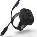 Surface Pro Surface Laptop Car Charger, USB C Car Charger Compatible with Surface Pro 7/6/5/4/3, Surface Laptop Go2/1, Surface Book/Go 3/2/1, Dual USB Port for iPad, Phone, Switch