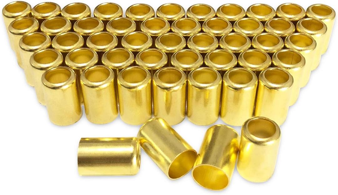 50PCS 7327 Hose Ferrules Brass Fitting, 0.625in ID x 1in Long Repair Ferrules for Air Hose, Torch Hose, Acetylene Hose, Use with Hose Crimper Tool Kit