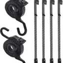 6 Pcs 48 Inch Flat Adjustable Bungee Cords with Hooks, 3X Faster to Adjust The Length, Lucky Straps Black/Grey Heavy Duty Bungee Straps for Cargo, Bike, Cart, Tent, Truck, Camping, Outdoor, etc
