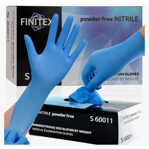 FINITEX Blue Disposable Nitrile Exam Gloves - 200 PCS/BOX 3.5mil Rubber Powder-Free Latex-Free Medical Cleaning Food Gloves Size Small