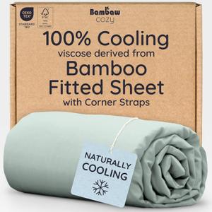 Bambaw 100% Viscose Derived from Bamboo Fitted Sheet King Size, Cooling Fitted Sheets King Size, 16 Deep Pocket, Cooling Mattress Sheets (Sea Glass)