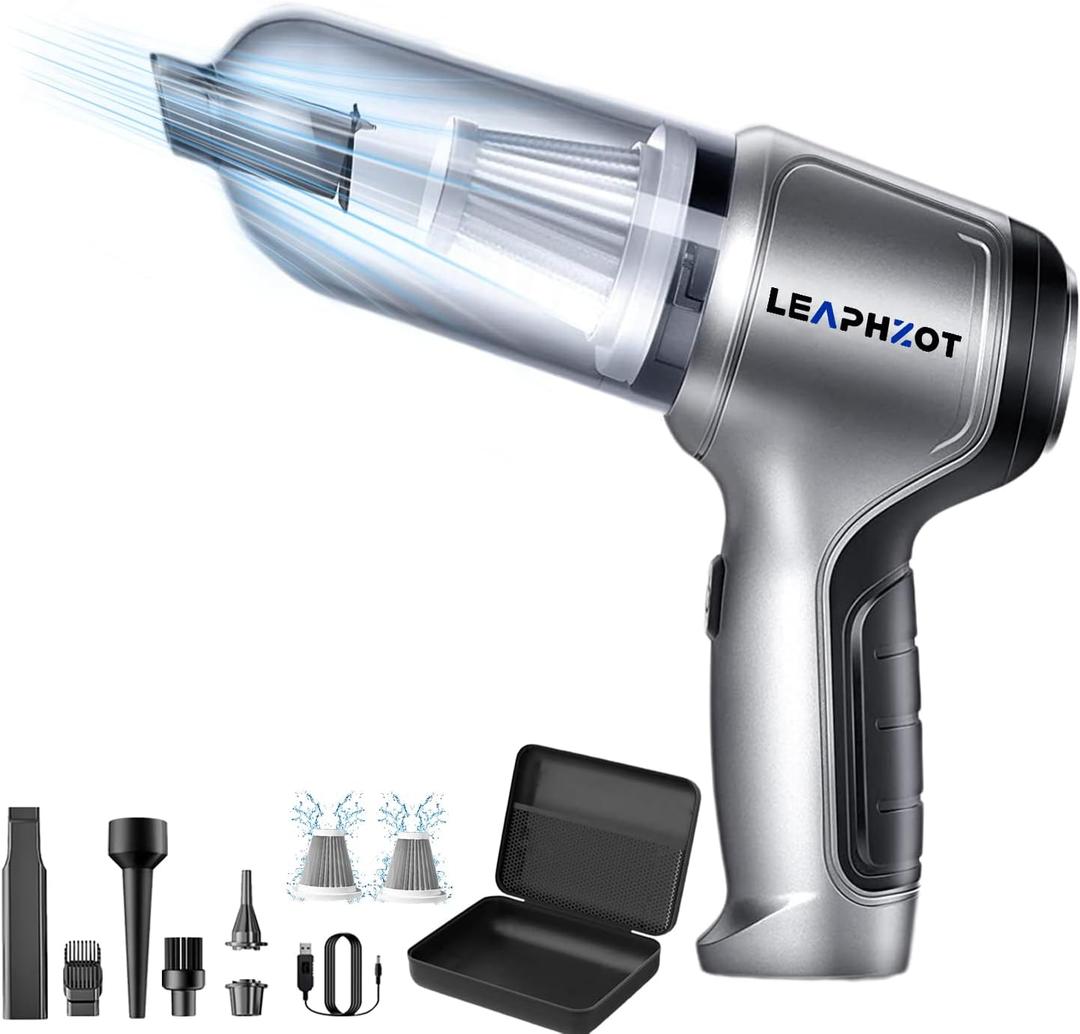 Wireless Portable Mini Car Vacuum Cleaner,Brushless Motor Handheld Cordless Recrghaeable Vacuum,15000PA 3 in 1 Vacuum for Men, Women,Car,Desktop Home Cleaning (Silver Grey Pro)