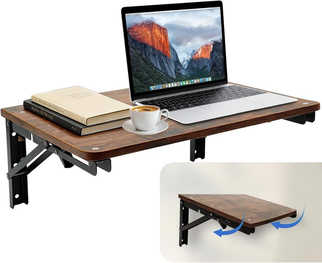 Folding Wall Desk for Small Space, 21.7Inches Wooden Floating Table